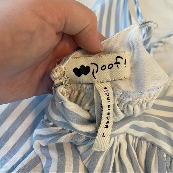 Francesca’s Blue and White Romper With Criss Cross Back - Picture 4 of 4